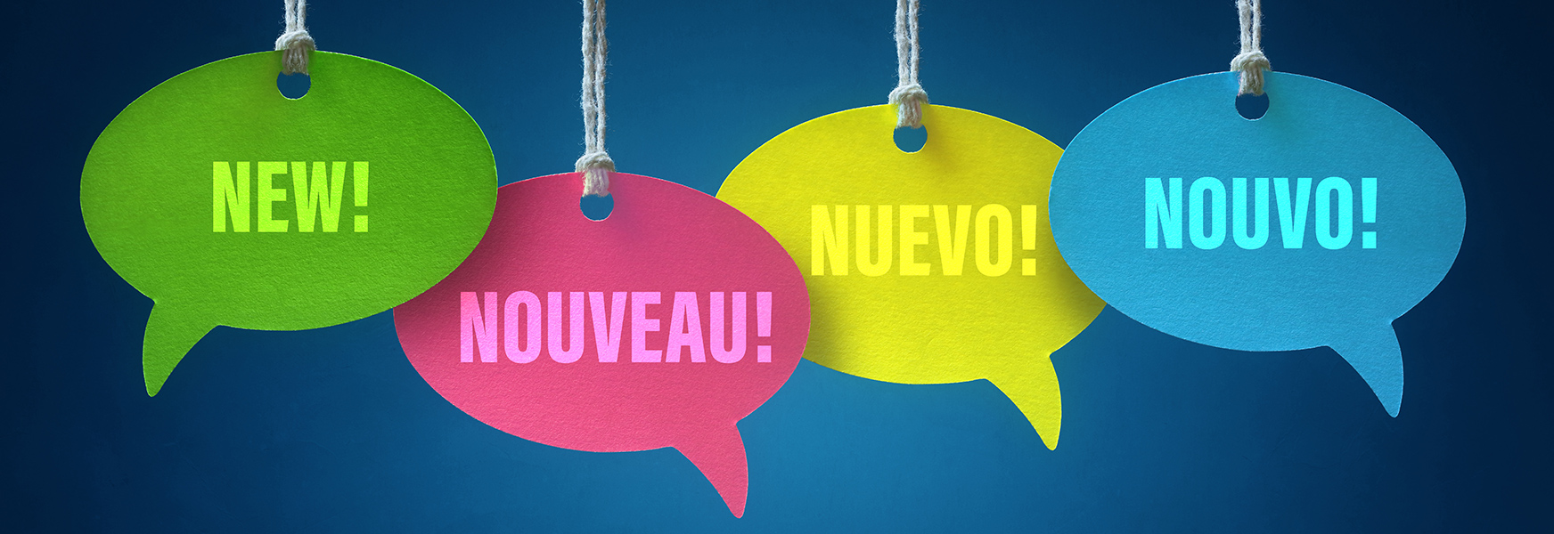 New, Nuevo speech bubbles