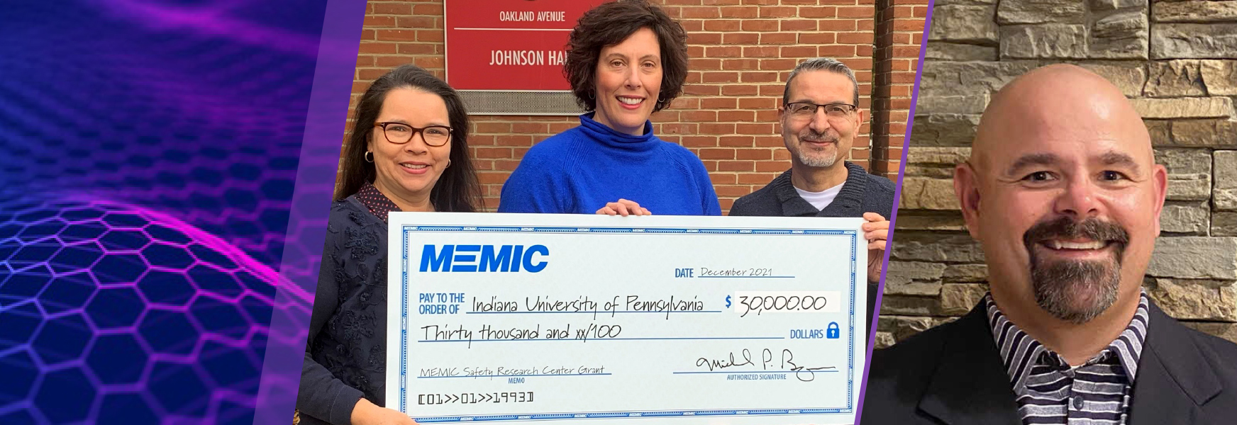 Safety Research Center Grant winners hold large check for $30,000