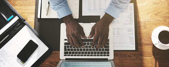 business man at  keyboard