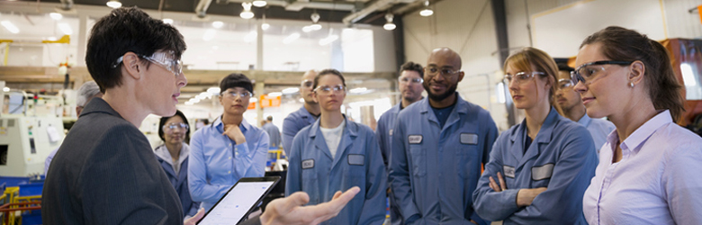 safety meeting at factory