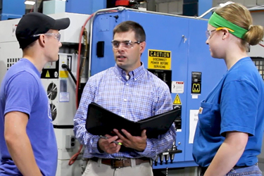 Jayson Hebert on safety visit at Maine Machine Products