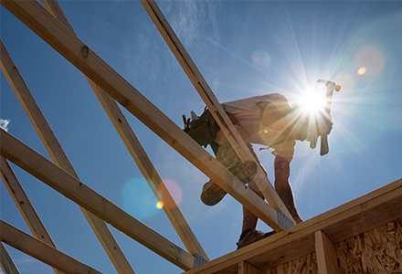 Worker working in sun getting sunburn