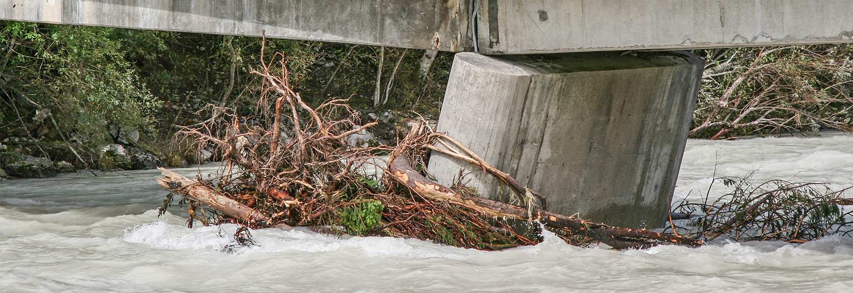 bridge in flood