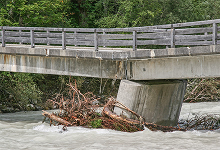 bridge in flood