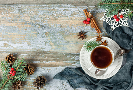 Holiday tea on a festive table