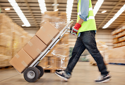 Man with hand truck