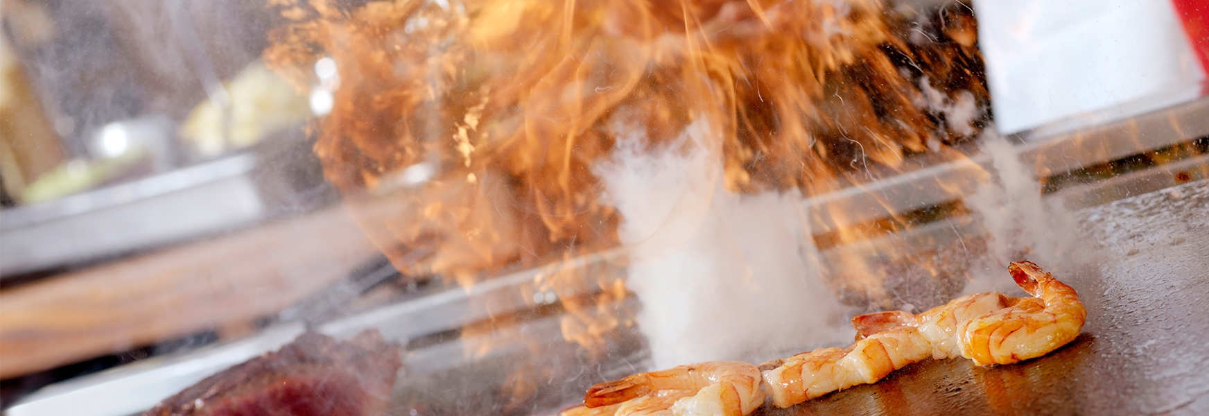 Hibachi food on grill