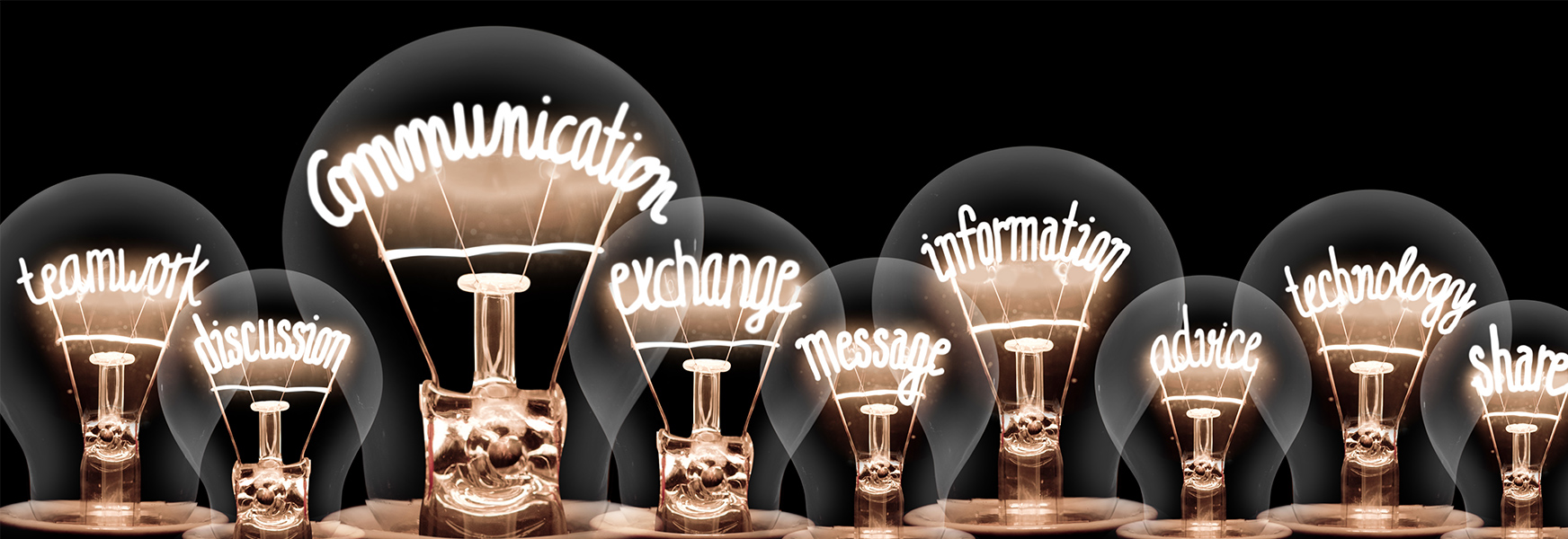 Communication-themed lightbulbs