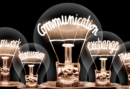 Communication-themed lightbulbs
