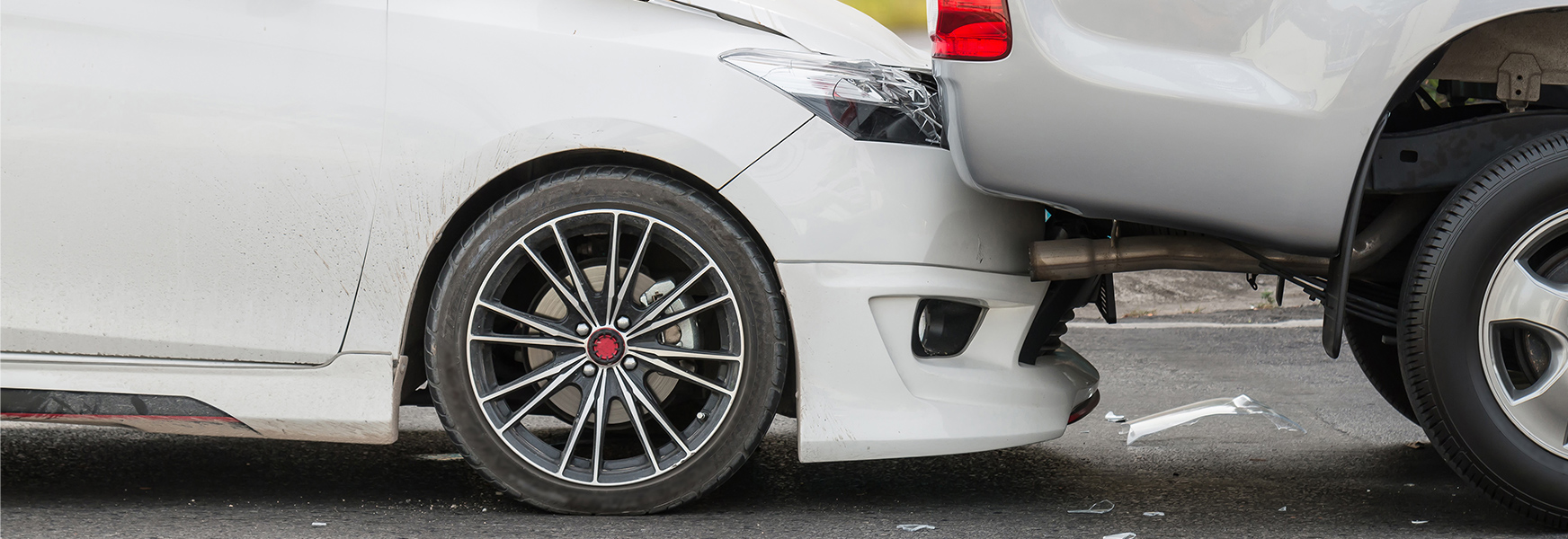 Car and truck involved in rear-end collision