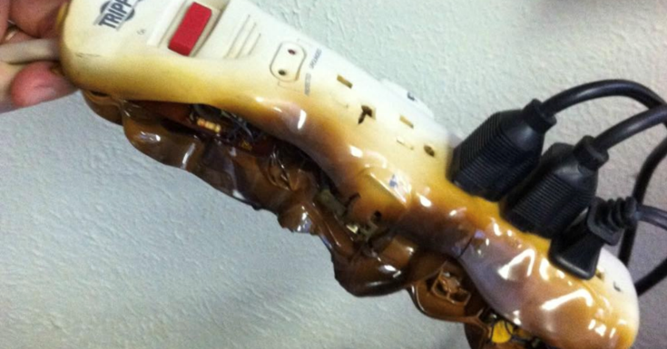 Melted power strip