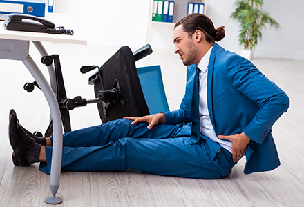 Office worker injured after falling out of chair