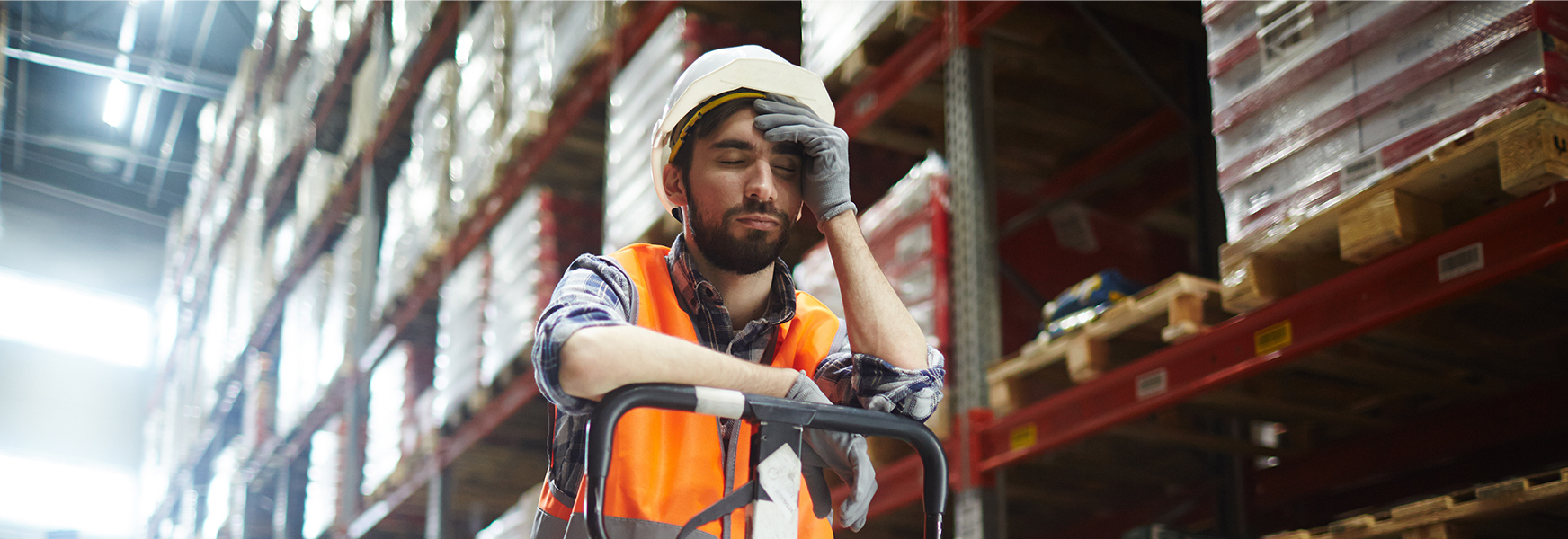 Distracted worker in warehouse