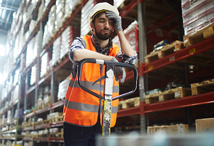 Distracted worker in warehouse