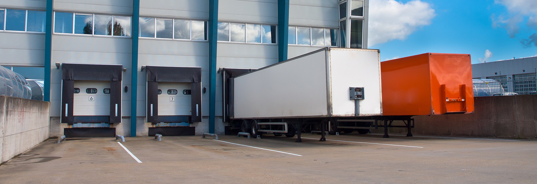 Shipping containers at loading dock