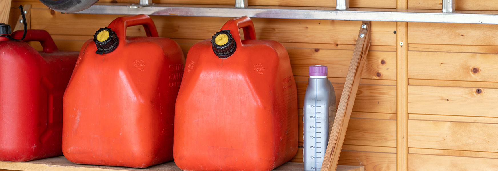 Gas cans stored in garage