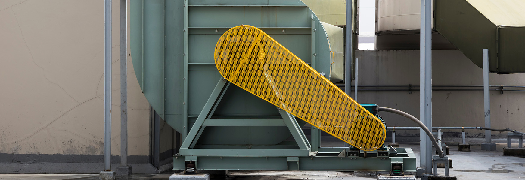 Machine guards in place on factory equipment