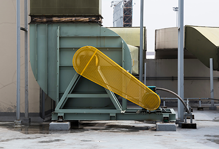 Machine guards in place on factory equipment