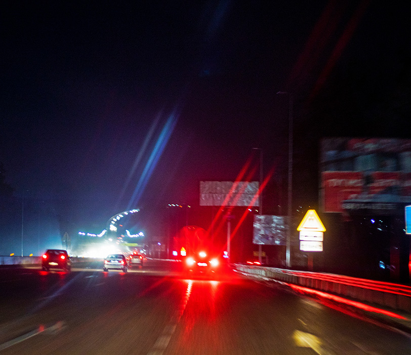 Poor vision on highway roads at night