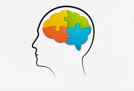 Brain puzzle pieces illustration