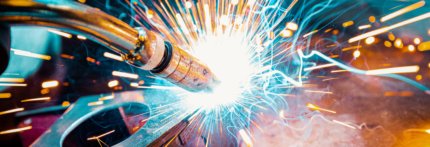 Sparks flying during metal weld