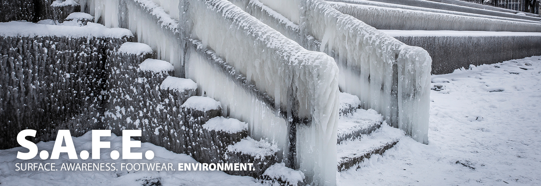 Staircase covered in ice