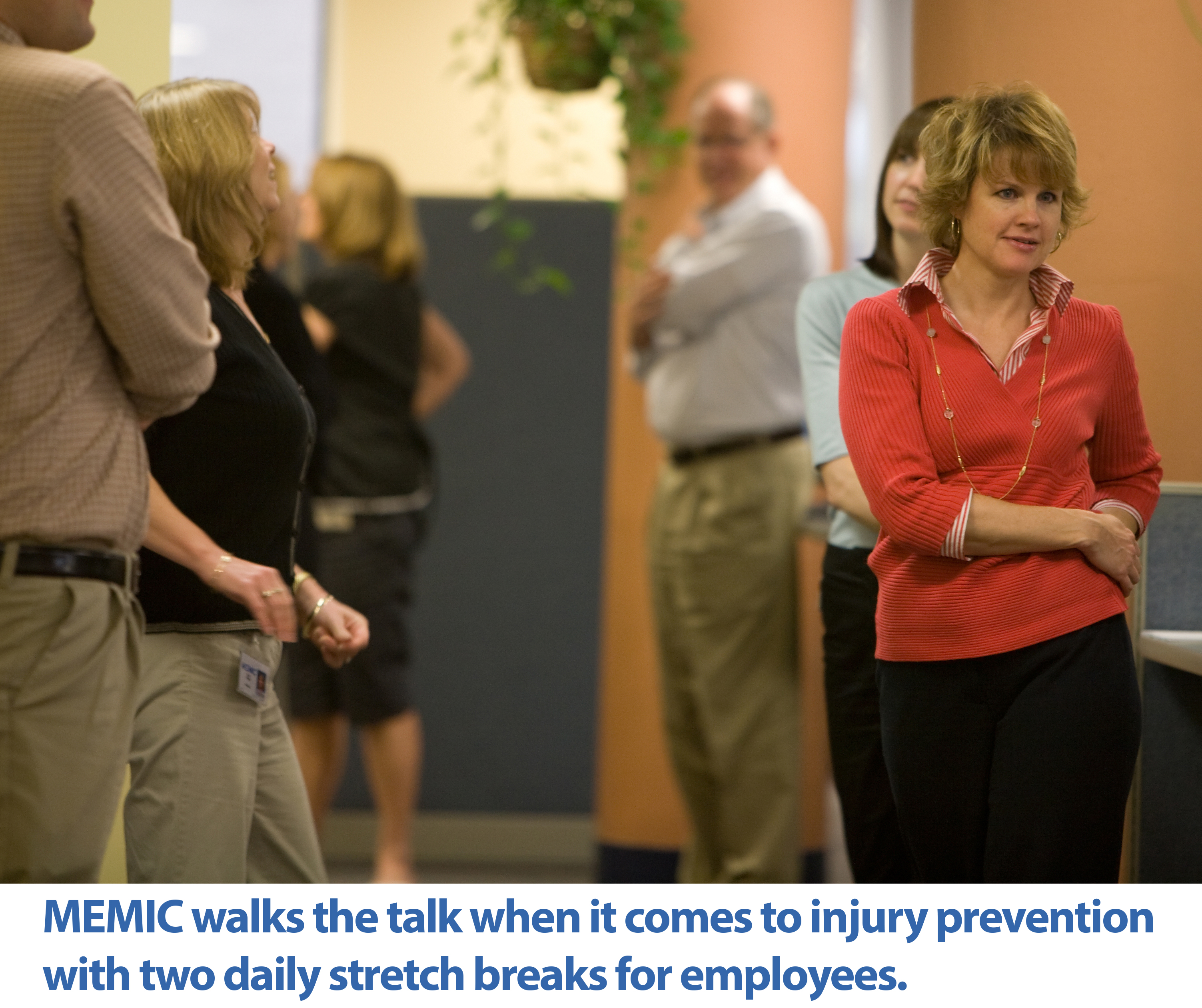 MEMIC employees utilizing their stretch break.