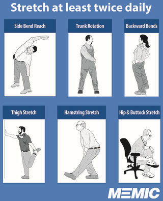 Diagram showing different stretches.