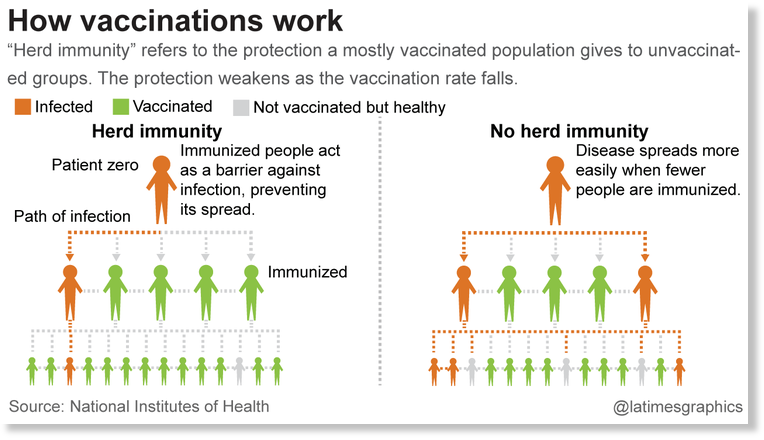 Diagram showing herd immunity.