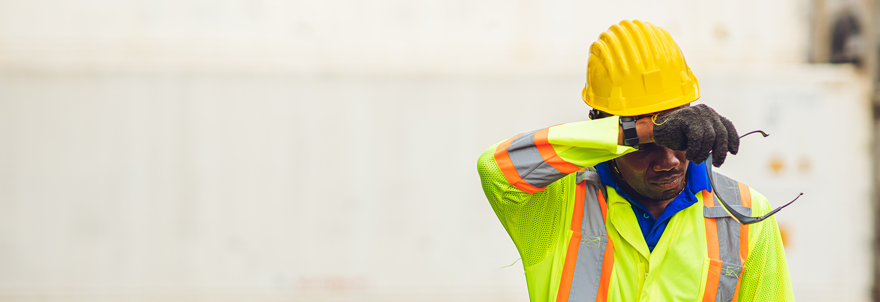 Worker outside in warm summer heat